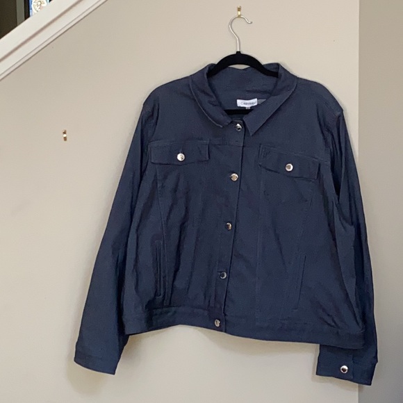 Calvin Klein Plus Size Stretch Denim Jean Jacket. - Picture 2 of 13